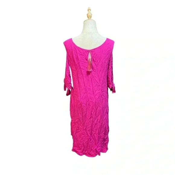 Soft Surroundings Cold Shoulder Destin Dress Fuchsia Pink Size L - Picture 4 of 8